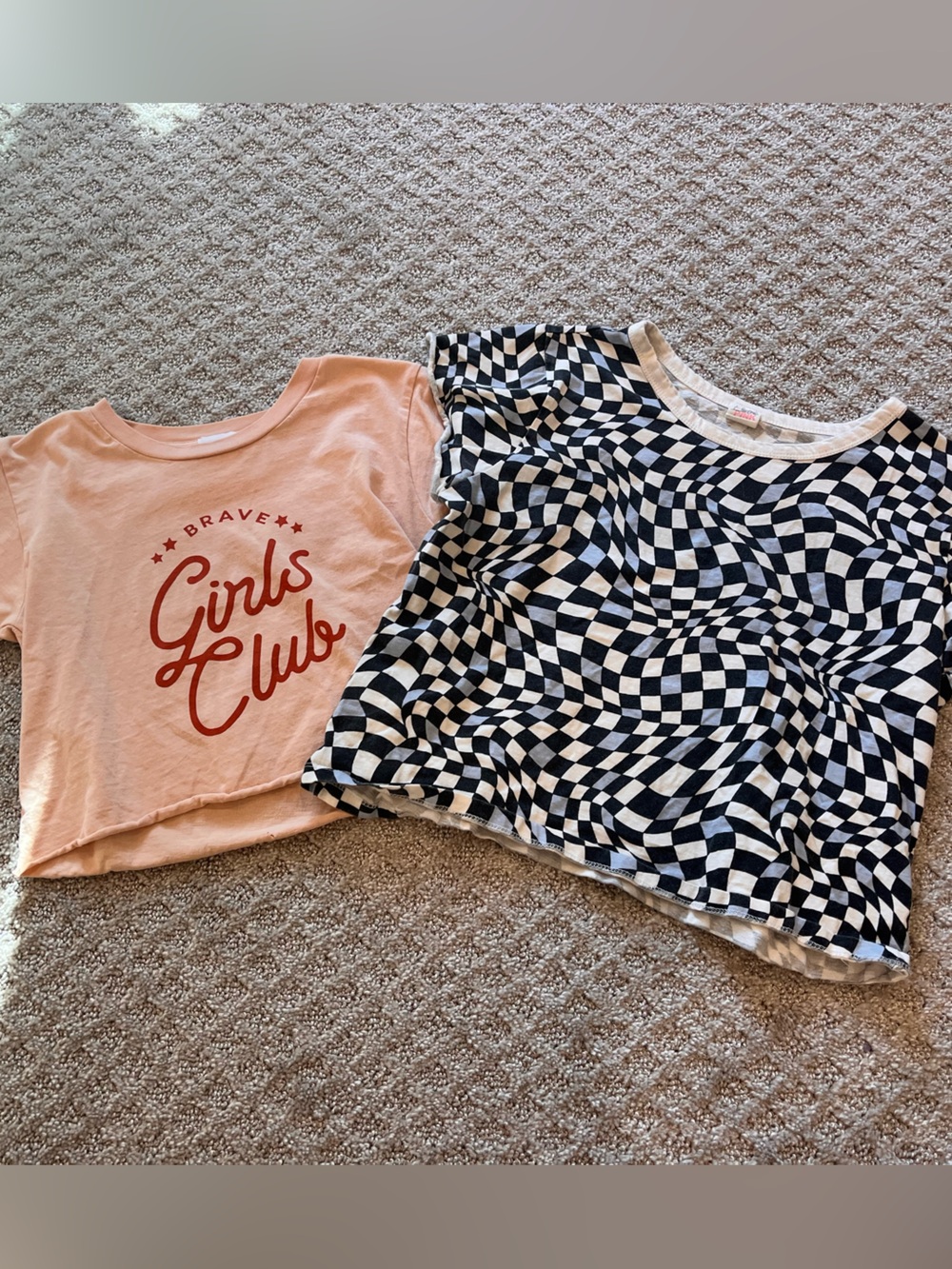 Electric Family Girls Club Pink Tee & Black White Optical Print Top